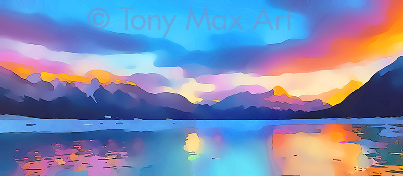 "Mountain Grandeur 5 – Panorama" – Canadian mountain landscapeart by artist Tony Max