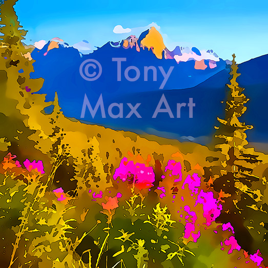 "Mountain Grandeur 78" – Canadian mountain art by painter Tony Max