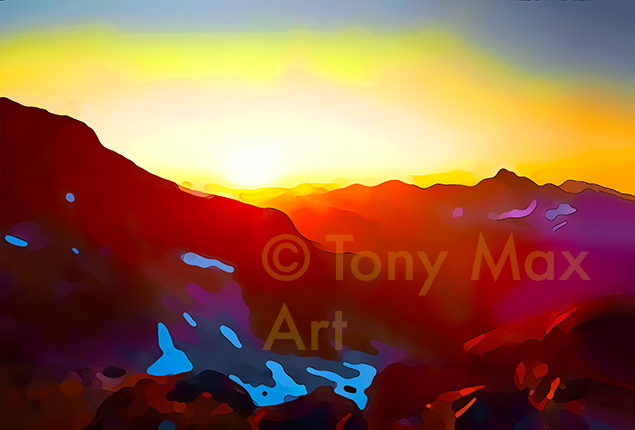 "Mountain Landscape 1 – Panorama" – British Columbia art by Tony Mac