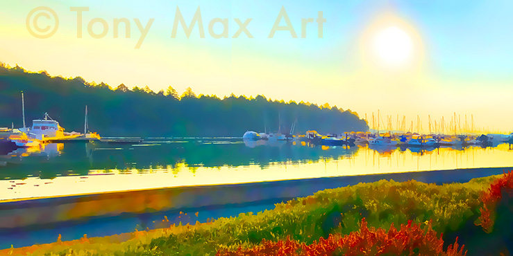 "Nanaimo Harbour – Panorama". Nanaimo art by painter Tony Max