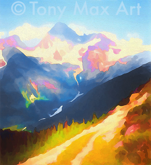 "Near the Snow Line – Almost Square" – Kootenays paintings by artist Tony Max