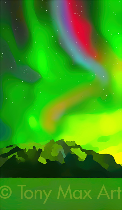 "Northern Lights 1" – iconic Northern Lights paintings by Tony Max