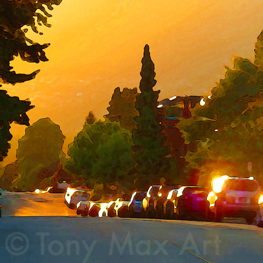 "North Shore Street Scene" - North Vancouver limited editions by Canadian artist Tony Max