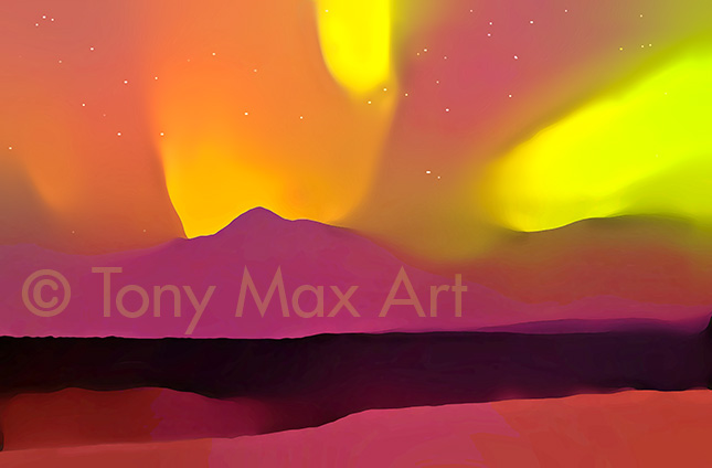 "Northern Lights 3 – Simple" – Canadian Northern Lights paintings by artist Tony Max