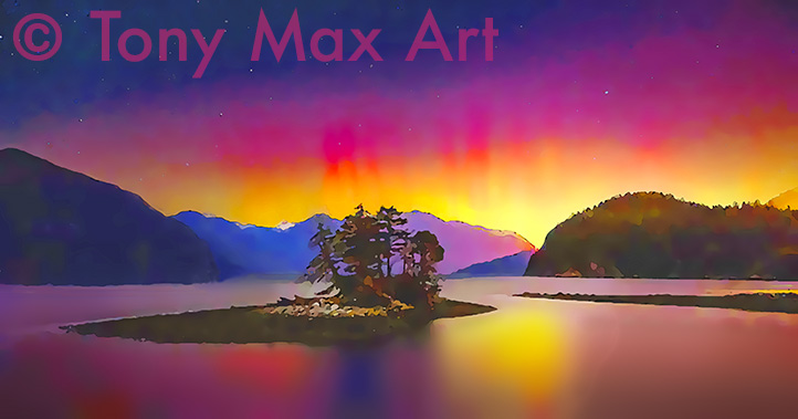 "Northern Lights 8" – Northern Lights paintings by artist Tony Max