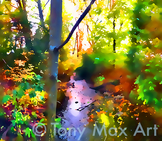 "October by the Creek" - B. C. art prints by painter Tony Max