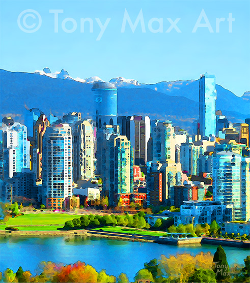 Pacific Skyscrapers – Vancouver art pints by artist Tony Max