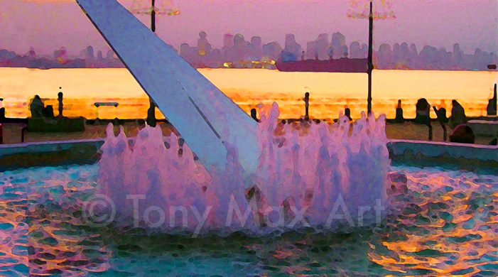 Vancouver Art - Pink Fountain at the Quay by Tony Max