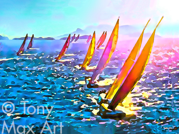 "Regatta 1 – Horizontal" – marine paintings by painter artist Tony Max