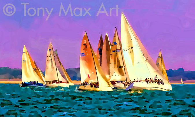 "Regatta 5" – sailing art by artist Tony Max