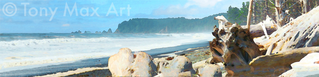 "Rialto Beach – Big Wood" - Washington state art prints by Tony Max