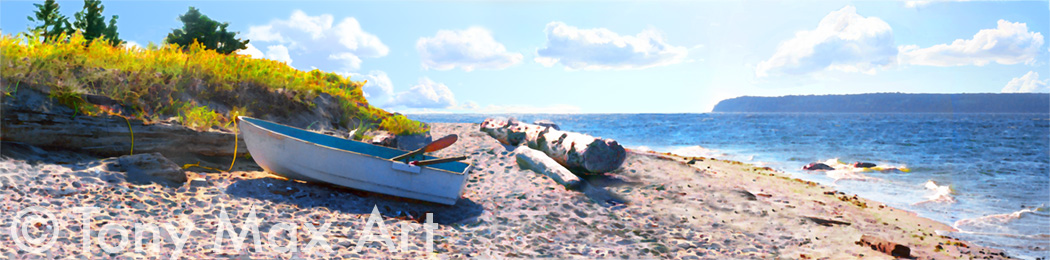 "Rowboat on a Beach" - BC art prints by artist Tony Max