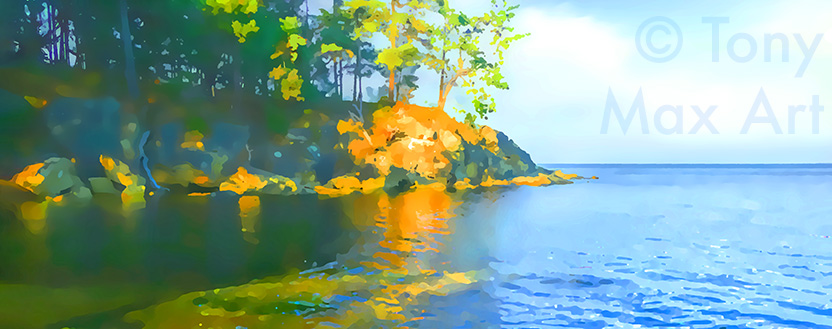Shallow Bay – Panorama – B. C. visual art by artist Tony Max