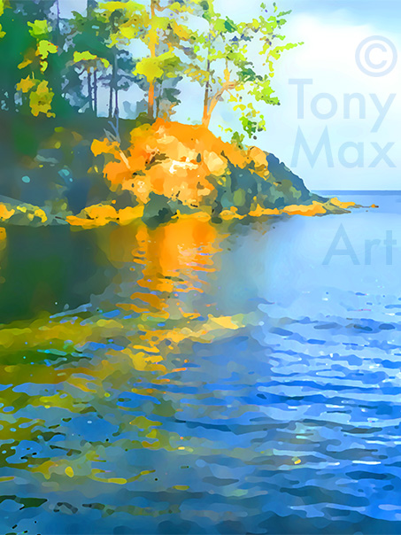 "Shallow Bay – Vertical" – British Columbia art by artist Tony Max