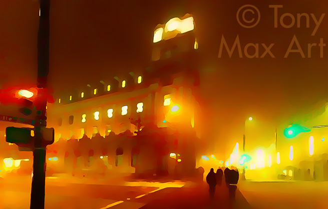 "Sinclair Center in Fog" – Vancouver visual art by Canadian artist Tony Max