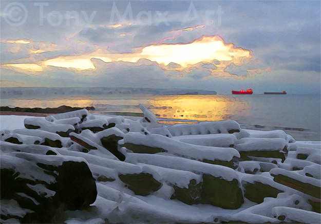 "Snowy Logs" – Tony Max Paintings of Vancouver
