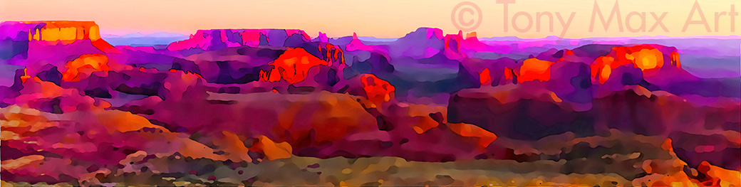 "Southwest Art 1 – Panorama Extreme" – Utah paintings and Arizona paintings by Tony Max