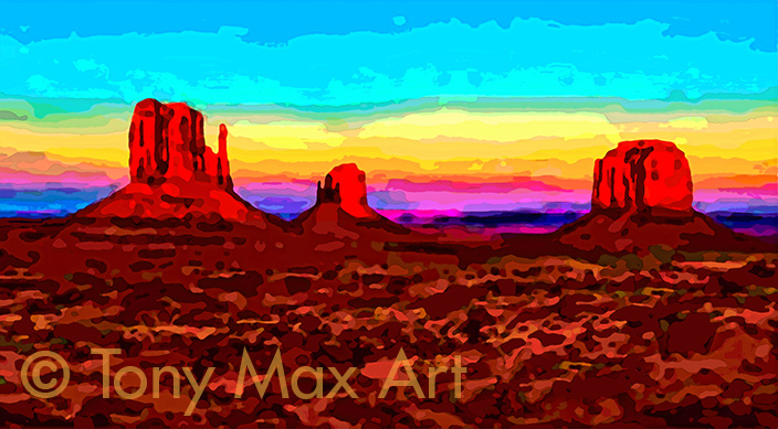 "Southwest Art 5 - Horizontal" – Arizona paintings and Utah paintings, mesa art