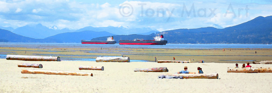 "Spanish Banks – Lolling"  - Vancouver art prints by artist Tony Max