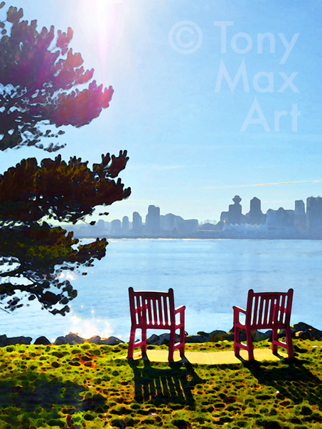 Spirit Park – Red Chairs – Vancouver art by artist Tony Max