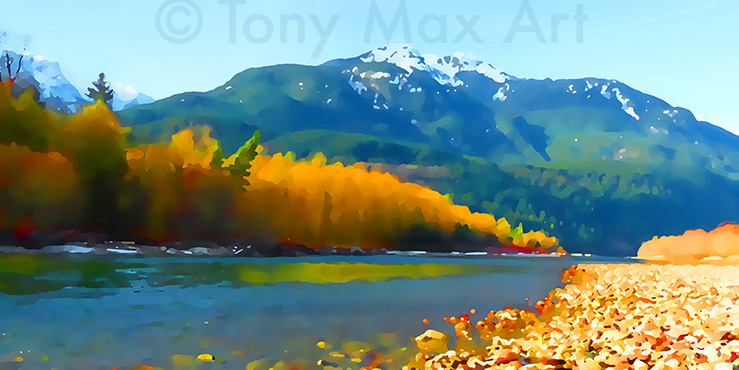 "Squamish River in Fall" – Squamish, B. C. art by Tony Max