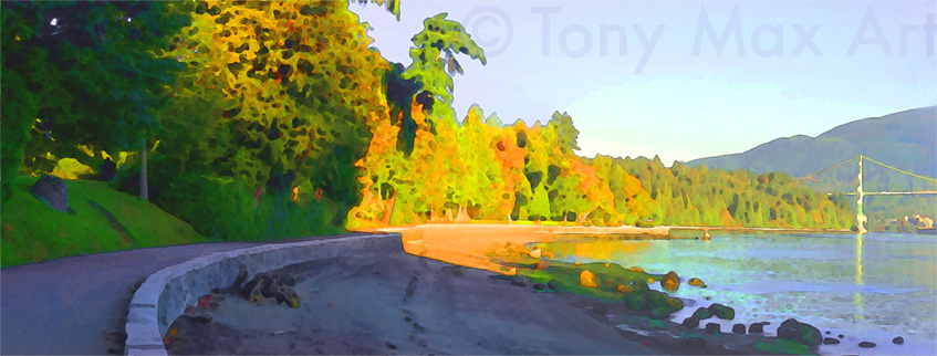 "Stanley Park – Fall Morning" - Stanley Park art prints by painter artist Tony Max