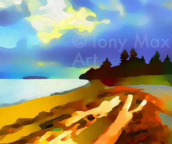 "Sunlit Driftwood – Close-up Simple" – British Columbia coastal art by Tony Max