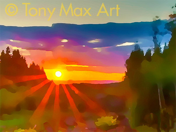 "Sunny Landscape 1 – Horizntal" – British Columbia painting by artist Tony Max