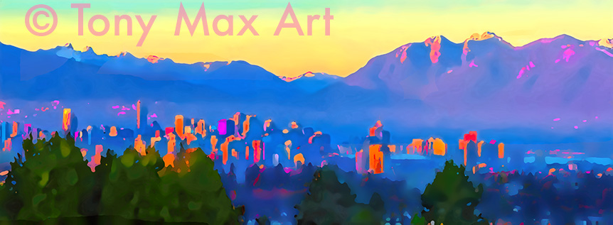 "View from Q .E. Park at Sunset" &ndash; Vancouver art by artist Tony Max