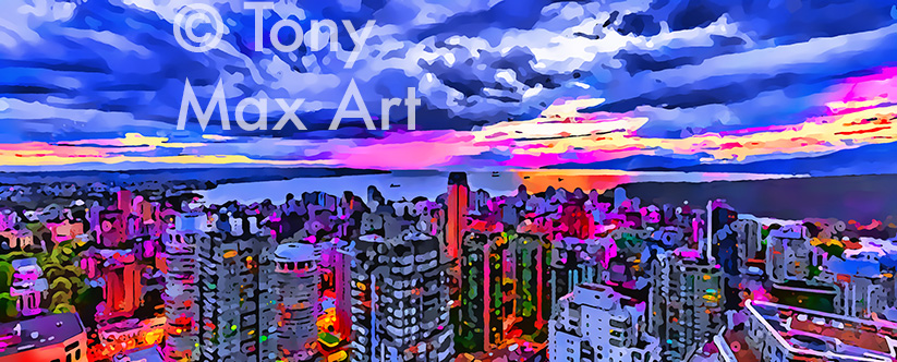 "Vancouver Aerial &ndash; Panorama"- Vancouver visual art by artist Tony Max