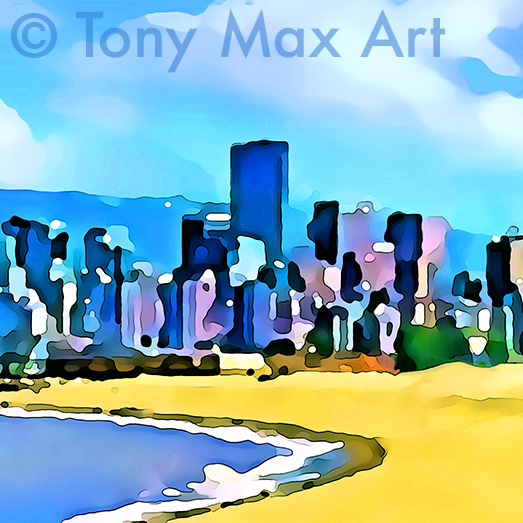 "Vancouver Beach &ndash; Square" &ndash; Vancouver art by Canadian painter Tony Max