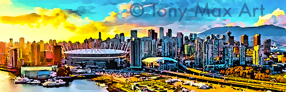"Vncouver Cityscape &ndash; Panorama" &ndash; Vancouver paintings by painter Tony Max