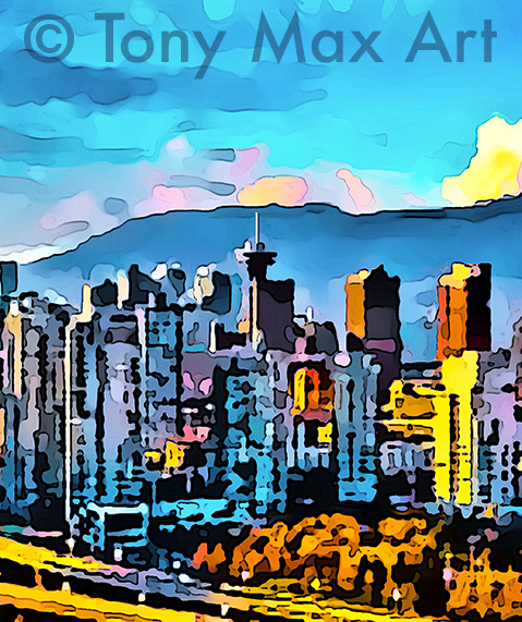 "Vancouver Cityscape &ndash; Tall" &ndash; North Vancouver art by Tony Max, artist