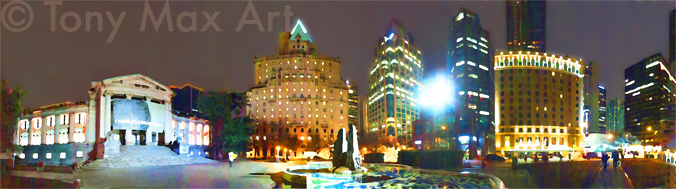 Downtown at Night –  Vancouver art prints by artist Tony Max