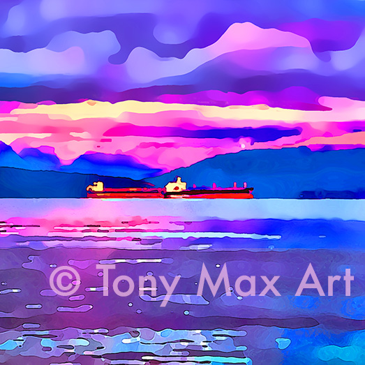 "Vancouver Freighters – Closeup Square"- Vancouver art by artist Tony Max