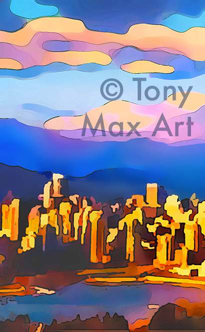 "Vancouver Outlook &ndash; Vertical" &ndash; Vancouver paintings by artist Tony Max