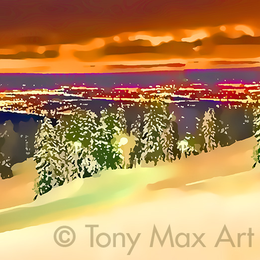 "Vancouver Ski Runs &ndash; Closeup"- Vancouver paintings by artist Tony Max