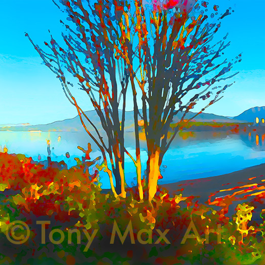 "Vanier Vista – Trees Square" - British Columbia art by artist Tony Max