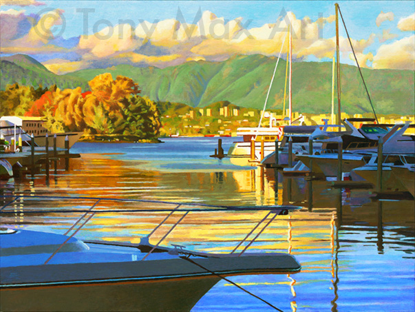 Warm Light - Coal Harbour - Vancouver art images by renowned Canadian Artist Tony Max