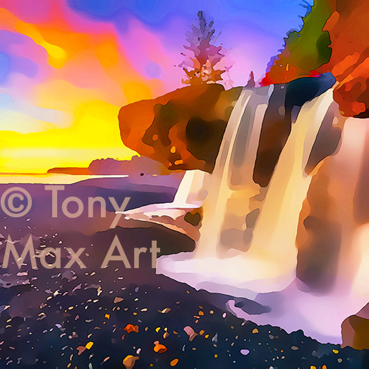 "Waterfall 10" - British Columbia waterfall paintings by Tony Max artist
