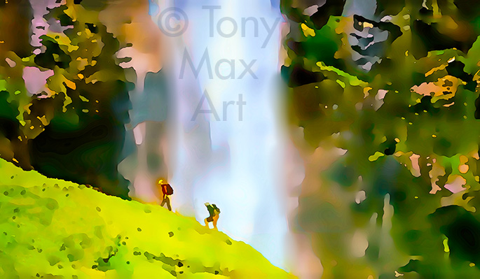 "BC Waterfall 2 – Horizontal" - Wilderness art by artist Tony Max