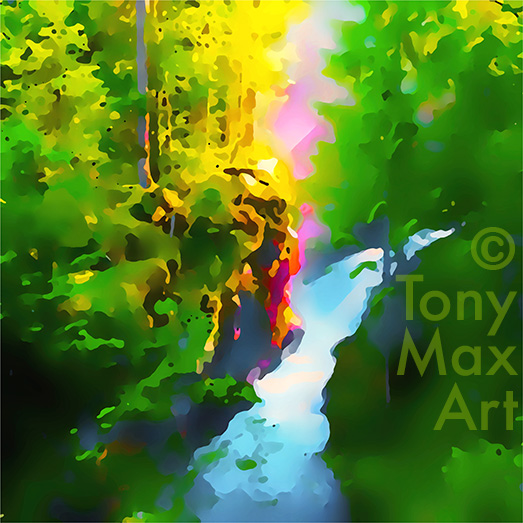 "Waterfall 6 – Square" - British Columbia art by artist Tony Max