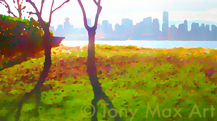 "Waterfront Park – Two Trees – Horizontal – Vancouver art prints by artist Tony Max