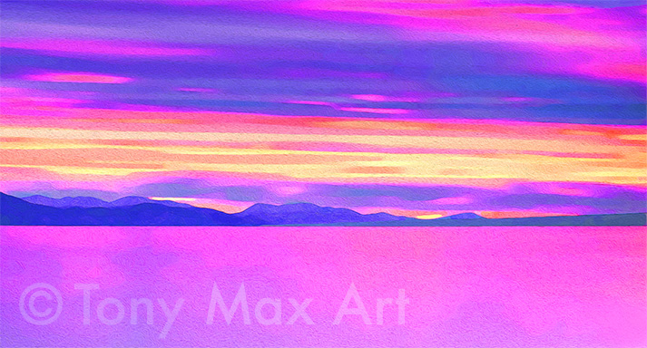 "West Coast – Illuminated – Panorama Detail" - British Columbia coastal art print by Canadian artist Tony Max