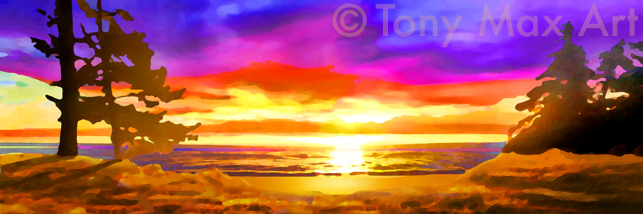 "West Coast – Sensational Seascape – Panorama" by painter Tony Max