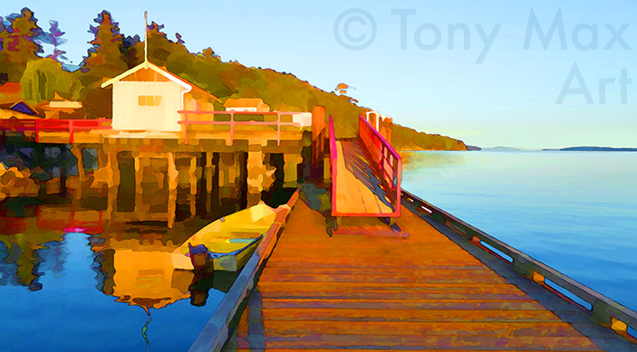 "West Coast Wharf" - B. C. art by artist Tony Max