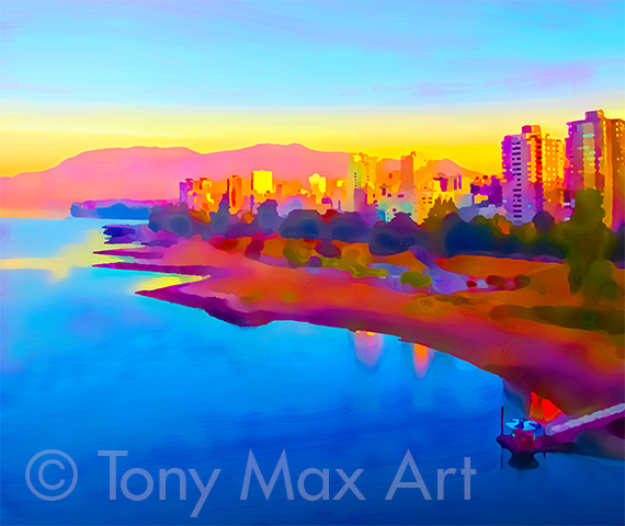 "West End – Colorful Dawn – Horizontal" - Vancouver art by artist Tony Max