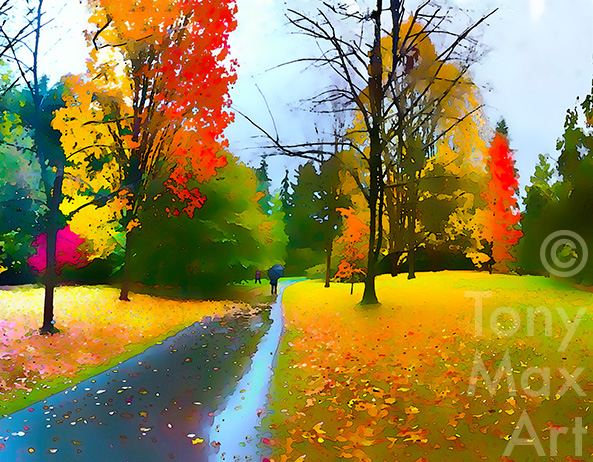 "Wet Fall Path – Horizontal" – Vancouver art prints by painter Tony Max