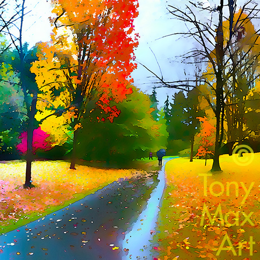 "Wet Fall Path –  Square" - Vancouver art by Tony Max artist