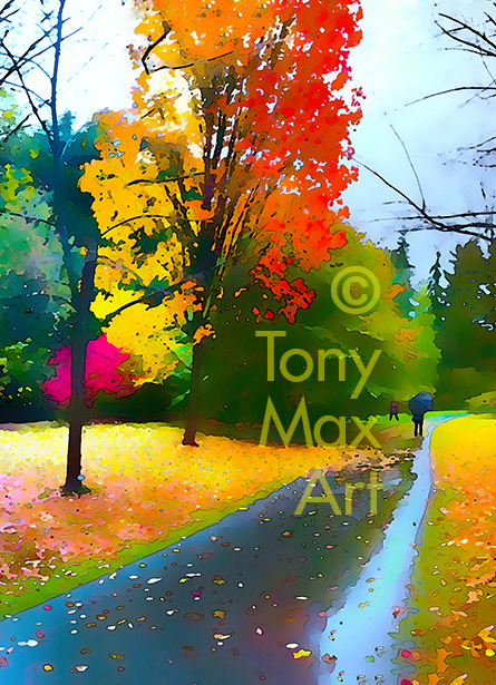 "Wet Fall Path – Vertical" – Vancouver art prints by Tony Max